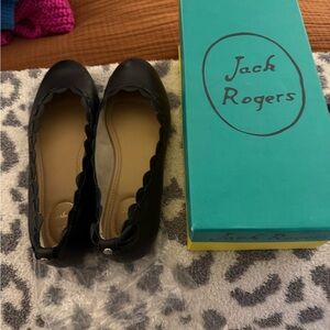 Jack Rogers Black Scalloped Flats